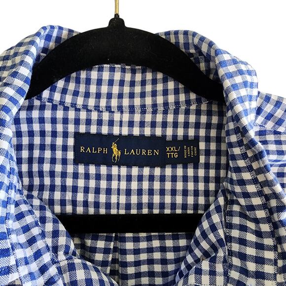 Ralph Lauren Mens Long Sleeve Cotton Oxford Button Down Shirt Size XXL Blue - Picture 7 of 10